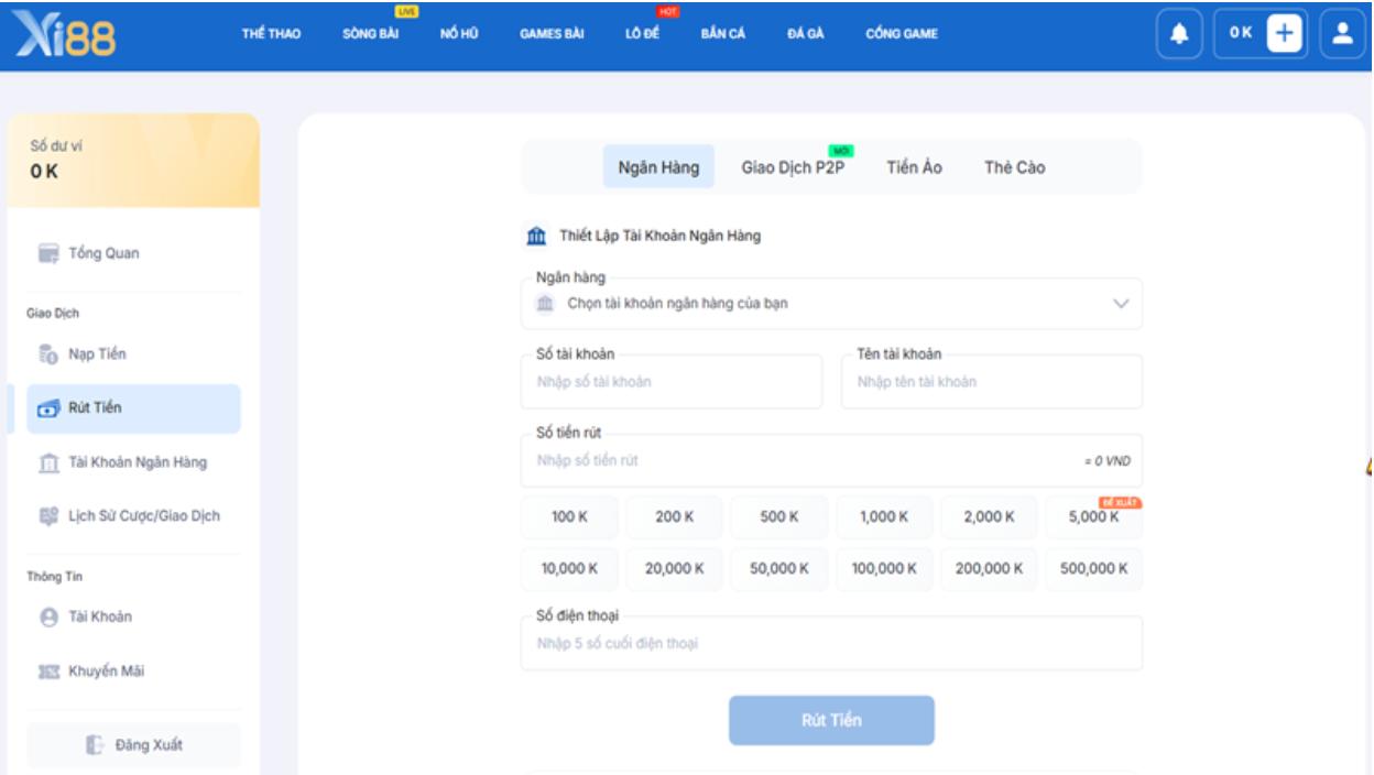 Điều kiện rút tiền Xi88 thành công