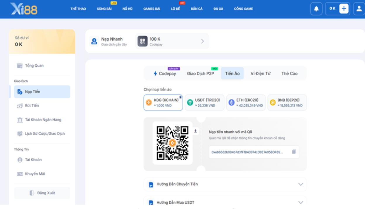 Hướng dẫn Nạp tiền Xi88 nhanh qua ví điện tử